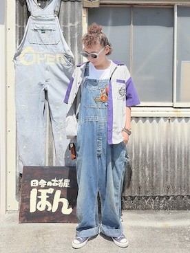 「CONVERSE（コンバース）の＜CONVERSE＞ALL STAR US OX ローカット スニーカー（スニーカー、パープル系）」を使った、ぽん。さん（レディース・158cm）の夏コーディネート