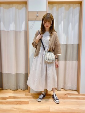 「Samansa Mos2（サマンサ モスモス）のモチーフレースワンピース（ワンピース）」を使った、kuma.さん（レディース・163cm）の春コーディネート