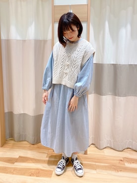「blue」｜「アイテム（ベスト）」を使った、kuma.さん（レディース・163cm）の秋コーディネート