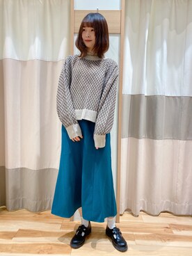 「blue」｜「アイテム（ニット/セーター）」を使った、kuma.さん（レディース・163cm）の冬コーディネート