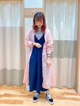 「デニムワンピース」｜「アイテム（シャツワンピース）」を使った、kuma.さん（レディース・163cm）の春コーディネート