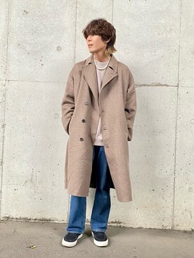 「JUNRED（ジュンレッド）のアイテム（トレンチコート）」を使った、ササキさん（メンズ・171cm）の秋コーディネート