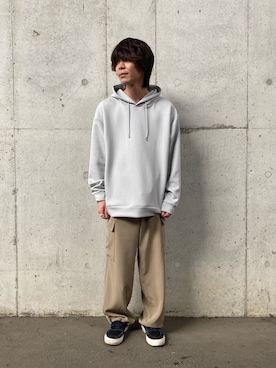 「JUNRED（ジュンレッド）のアイテム（パーカー）」を使った、ササキさん（メンズ・172cm）の冬コーディネート