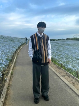「リドム」｜「アイテム（スラックス）」を使った、ko-daiさん（メンズ・175cm）の春コーディネート