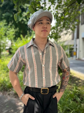 「アイテム（キャスケット）」を使った、Toru Nakashimaさん（メンズ・170cm）の秋コーディネート