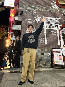 「アイテム（チノパンツ）」を使った、ヒョンヒョンさん（メンズ・170cm）の冬コーディネート