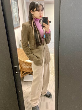 「古着女子」｜「アイテム（スラックス）」を使った、い つ こさん（レディース・156cm）の春コーディネート