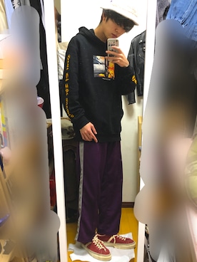 「FILA（フィラ）のアイテム（スウェットパンツ）」を使った、丈太郎さん（メンズ・175cm）の冬コーディネート