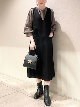 「URBAN RESEARCH ROSSO WOMEN（アーバンリサーチ　ロッソ）のアイテム（ワンピース/ドレス）」を使った、risaさん（レディース・153cm）の秋コーディネート