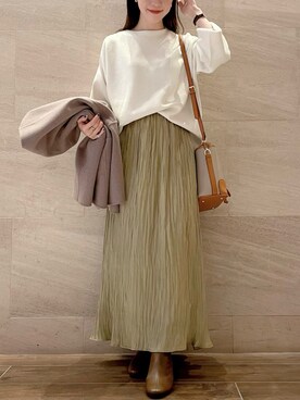 「ラメ」｜「アイテム（その他アウター）」を使った、risaさん（レディース・153cm）の秋コーディネート