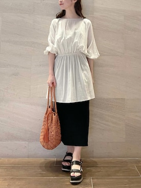 「RODE SKO（ロデスコ）のMARIA タッセルペーパーショルダー（ショルダーバッグ）」を使った、risaさん（レディース・153cm）の夏コーディネート