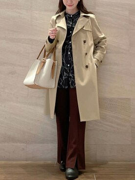 「秋トレンド2021」｜「アイテム（トレンチコート）」を使った、risaさん（レディース・153cm）の秋コーディネート