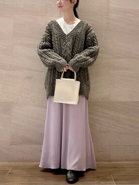 「URBAN RESEARCH ROSSO（アーバンリサーチロッソ）のサテンミニハンドバッグ（ハンドバッグ）」を使った、risaさん（レディース・153cm）の春コーディネート