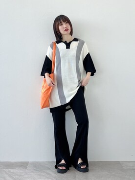 「PBLIM（ページボーイリム）のアイテム（スラックス）」を使った、KUMiさん（レディース・159cm）の春コーディネート