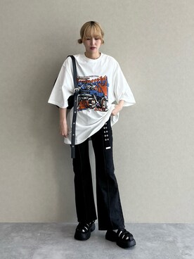 「PBLIM（ページボーイリム）のアイテム（サンダル）」を使った、KUMiさん（レディース・159cm）の春コーディネート