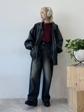 「PBLIM（ページボーイリム）のアイテム（ブルゾン）」を使った、KUMiさん（レディース・159cm）の秋コーディネート