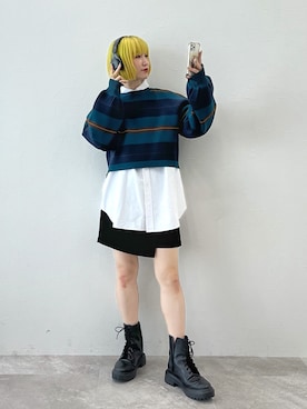 「PBLIM（ページボーイリム）のアイテム（ブーツ）」を使った、KUMiさん（レディース・159cm）の秋コーディネート