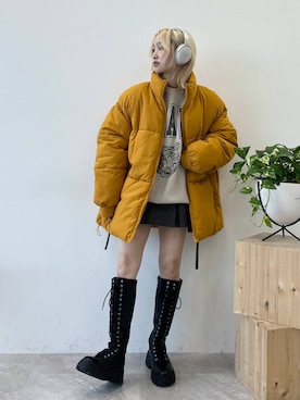 「PBLIM（ページボーイリム）のアイテム（ダウンジャケット/コート）」を使った、KUMiさん（レディース・159cm）の秋コーディネート