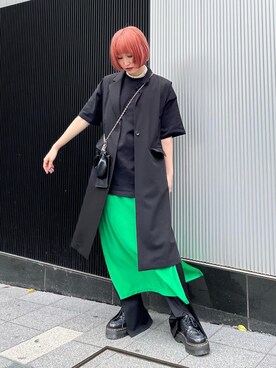 「PBLIM（ページボーイリム）のアイテム（スラックス）」を使った、KUMiさん（レディース・159cm）の夏コーディネート