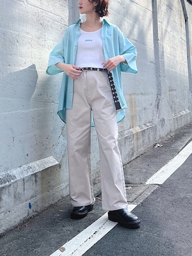 「PBLIM（ページボーイリム）のPAGEBOYLIM/カツラギスケーターパンツ（その他パンツ）」を使った、KUMiさん（レディース・159cm）の春コーディネート