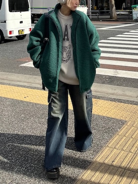 「PBLIM（ページボーイリム）のアイテム（ブルゾン）」を使った、KUMiさん（レディース・159cm）の冬コーディネート