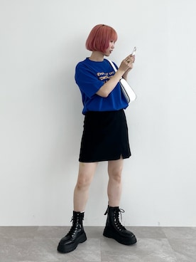 「カラーTシャツ」｜「アイテム（ブーツ）」を使った、KUMiさん（レディース・159cm）の夏コーディネート