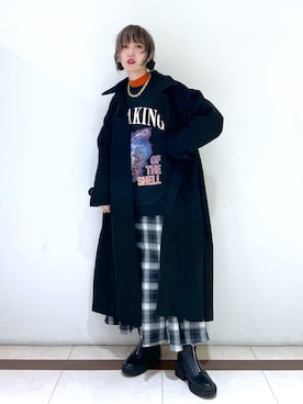 「PAGEBOY（ページボーイ）のアイテム（チェスターコート）」を使った、KUMiさん（レディース・159cm）の冬コーディネート