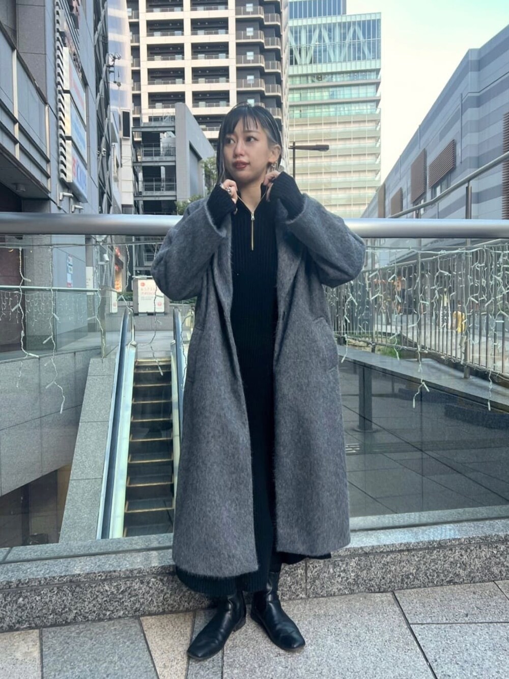 natural couture ニットシャギー袖タックチェスターコート ニットシャギー袖タックチェスターコート | natural couture