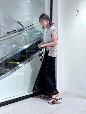 「レーススカート」｜「アイテム（財布/小物）」を使った、MAOさん（レディース・160cm）の夏コーディネート
