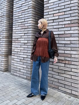 「とろみシャツ」｜MAOさん（レディース・160cm）の春コーディネート