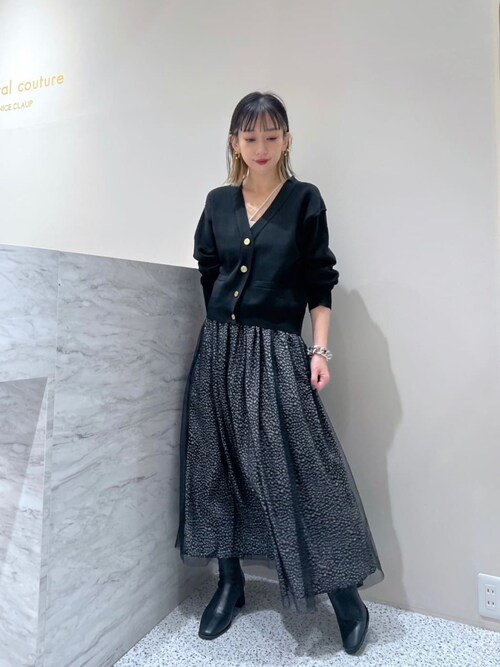 チュール×布帛リバーシブルスカート　ラルータ　L ブラック チュール×布帛リバーシブルスカートラルータL ブラック