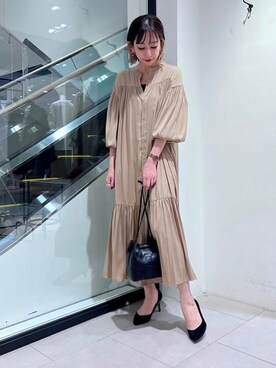 「OUVRAGE CLASSE（ウヴラージュクラス）のマルチウェイロングワンピース（ワンピース）」を使った、MAOさん（レディース・160cm）の秋コーディネート