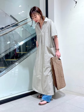 「デニムっていいよね」｜「アイテム（シャツワンピース）」を使った、MAOさん（レディース・158cm）の夏コーディネート