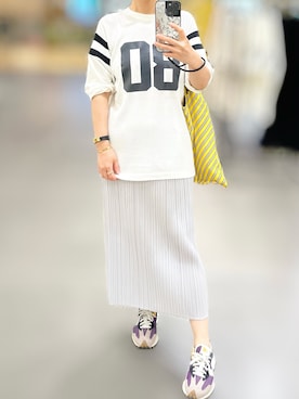 「アイテム（シューズ、パープル系）」を使った、jolinwangさん（レディース・159cm）の夏コーディネート