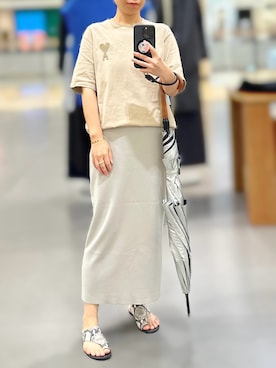 「plage（プラージュ）のCU/PE Knit スカート◆（スカート、ベージュ系）」を使った、jolinwangさん（レディース・159cm）の秋コーディネート