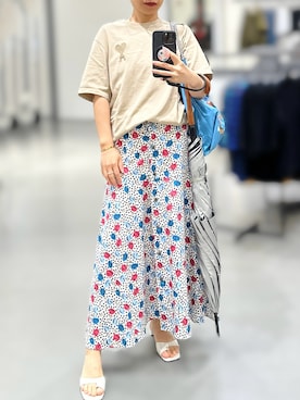「Spick & Span（スピックアンドスパン）のフラワー*ドットプリントフレアースカート2◆（スカート、その他）」を使った、jolinwangさん（レディース・159cm）の秋コーディネート
