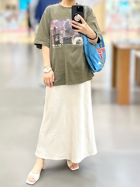 「plage（プラージュ）の【R’IAM】サテンマーメイドスカート（スカート、ホワイト系）」を使った、jolinwangさん（レディース・159cm）の夏コーディネート