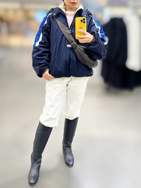 「アイテム（ナイロンジャケット）」を使った、jolinwangさん（レディース・159cm）の冬コーディネート