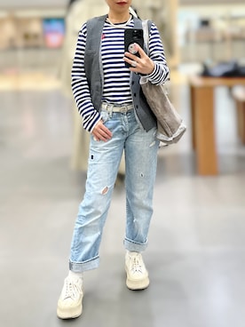 「アイテム（エコバッグ/サブバッグ）」を使った、jolinwangさん（レディース・159cm）の秋コーディネート