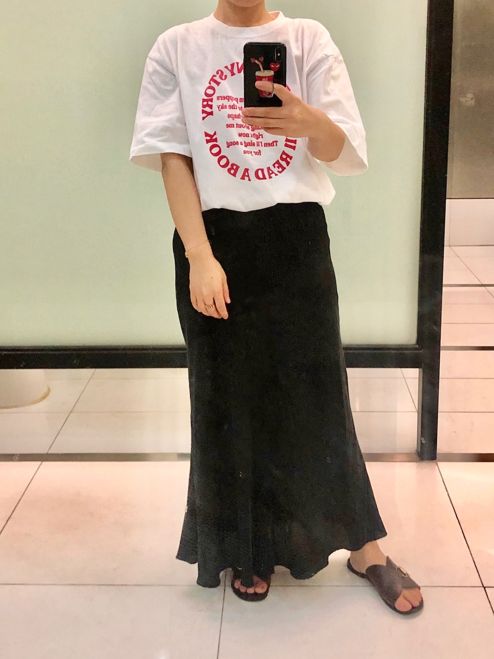 「GOOD ROCK SPEEDの【別注】＜GOOD ROCK SPEED＞ロゴプリントTシャツ 2（Tシャツ/カットソー、ホワイト系）」を使った、jolinwangさん（レディース・159cm）の夏コーディネートの1枚目の写真