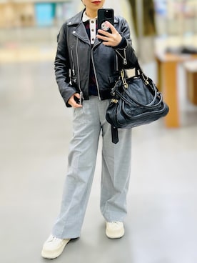 「Acne Studios（アクネストゥディオズ）のアイテム（ジャケット/アウター、ブラック系）」を使った、jolinwangさん（レディース・159cm）の春コーディネート