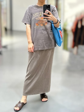 「GOOD ROCK SPEED（グッドロックスピード）の・【GOOD ROCK SPEED / グッドロックスピード】Corey hill Ｔシャツ（Tシャツ/カットソー、ブラウン系）」を使った、jolinwangさん（レディース・159cm）の夏コーディネート