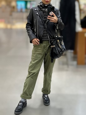 「Acne Studios（アクネストゥディオズ）のアイテム（ジャケット/アウター、ブラック系）」を使った、jolinwangさん（レディース・159cm）の春コーディネート