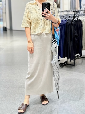 「TODAYFUL（トゥデイフル）のLace Knit Shirts（シャツ/ブラウス、ベージュ系）」を使った、jolinwangさん（レディース・159cm）の秋コーディネート