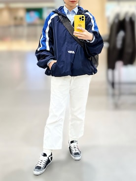 「アイテム（ナイロンジャケット）」を使った、jolinwangさん（レディース・159cm）の秋コーディネート