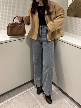 「UNIQLO（ユニクロ）のアイテム（バッグ、ブラウン系）」を使った、ウナさん（レディース・156cm）の冬コーディネート