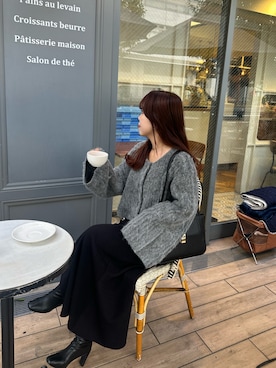 「アイテム（カーディガン/ボレロ）」を使った、ウナさん（レディース・154cm）の秋コーディネート