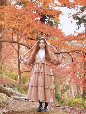 「アイテム（ノーカラージャケット）」を使った、ㄙㄚㄩㄚさん（レディース・160cm）の冬コーディネート