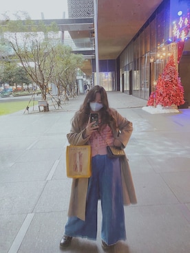 「oversize」｜「アイテム（ダッフルコート）」を使った、ㄙㄚㄩㄚさん（レディース・160cm）の冬コーディネート