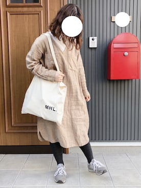 「MHL.」｜「アイテム（ワンピース/ドレス）」を使った、あめんぼさん（レディース・159cm）の冬コーディネート